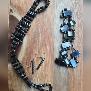 Magnetic Hematite Necklace, Bracelet and Earrings